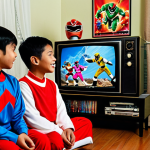 Nostalgia - Power Rangers Marathon Night**

"A group of Malaysian siblings, fully clothed in appropriate, casual attire, are excitedly watching an old Power Rangers episode on a vintage television in their cozy living room. The room is decorated with Power Rangers toys and posters, creating a nostalgic atmosphere.  Safe for work, appropriate content, family-friendly, professional photography, perfect anatomy, natural proportions, well-formed hands, proper finger count."

**